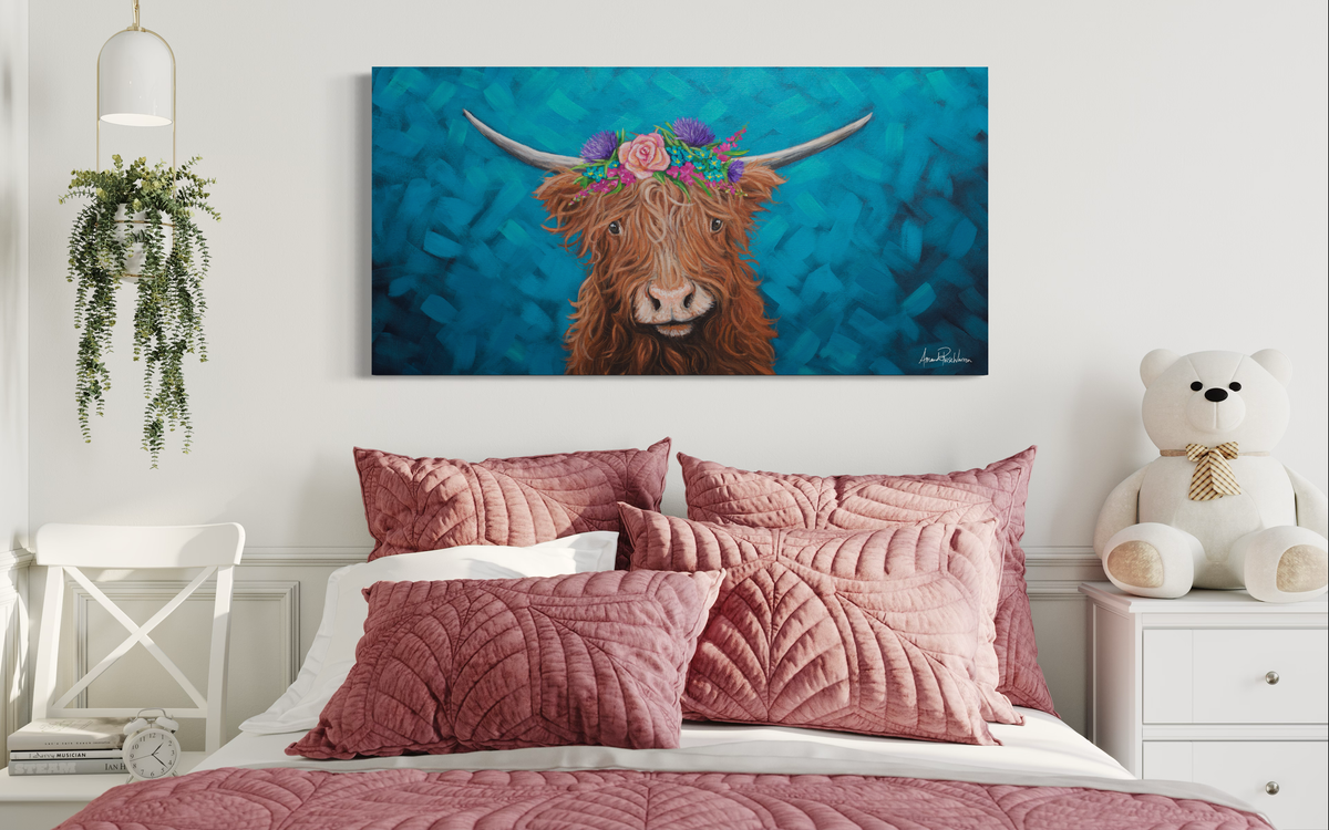 Highland Cow with Flower Crown Art Print– Amanda Rose Warren LLC