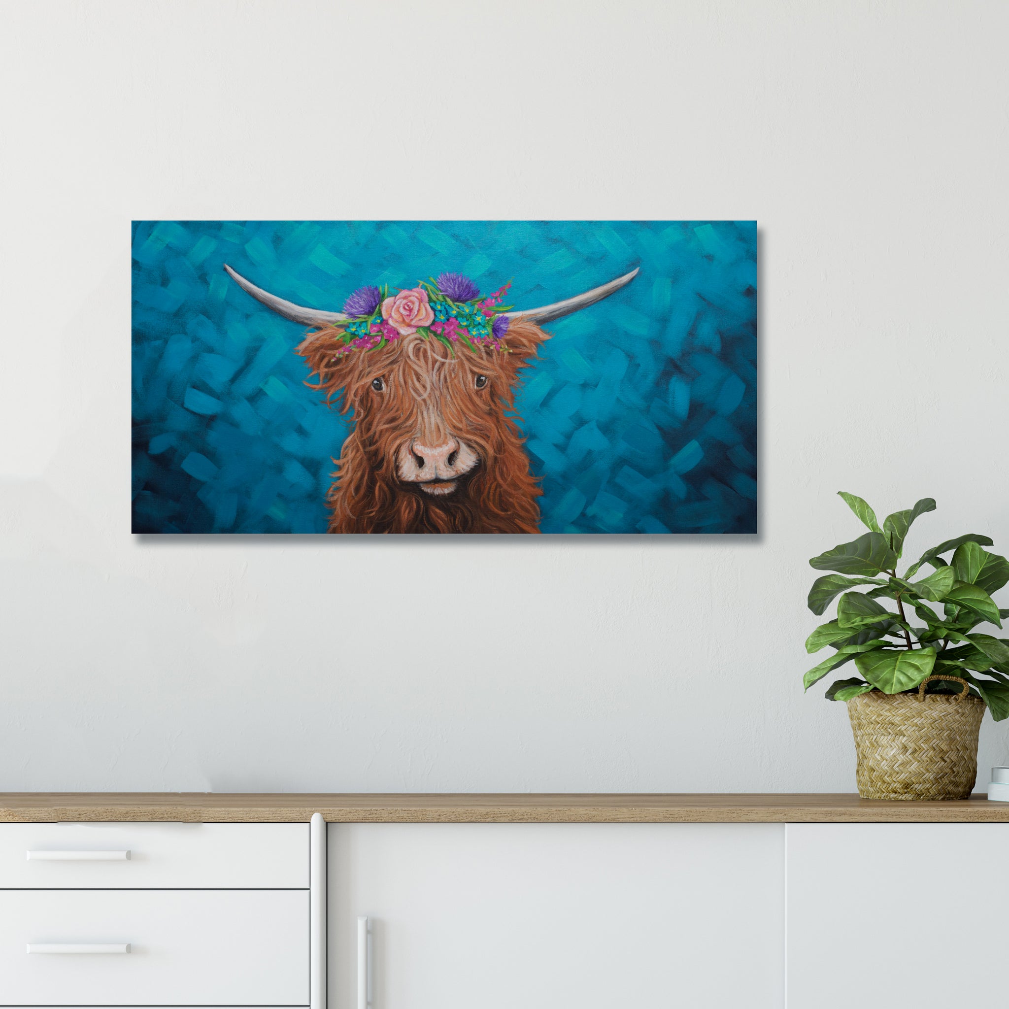 Highland Cow With Flower Crown Art Print– Amanda Rose Warren Llc